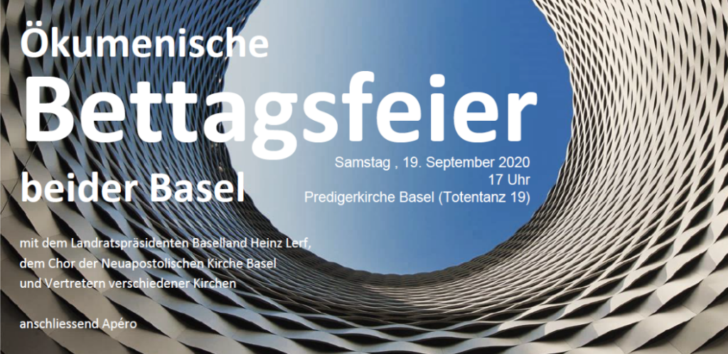 Eidg. Bettag: Einladung nach Basel zur ökumenischen Feier (19.9.2020)
